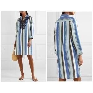 NWT Tory Burch Embroidered Striped Dress Size 6
